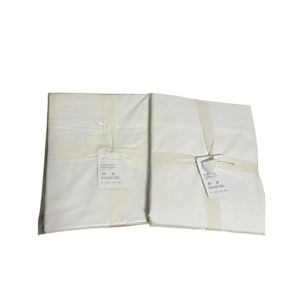NWT POTTERY BARN Everyday Shower Curtain 100% Cotton 72x72 BUNDLE